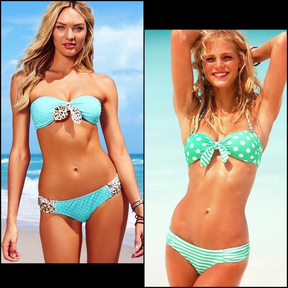 VS Hot Pink Tie Dye Bandeau Top Ruched Side Bikini - Picture 6 of 8